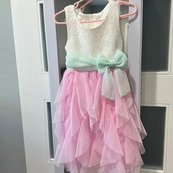 Rare Editions | Dresses | Rare Editions Toddler Dress Glitter Bow Size 4t Sparkle  Pink And White | Poshmark